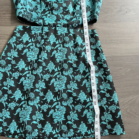 NWT HUTCH Teal & Black Jacquard Cut Out Mini Sleeveless Dress - Picture 6 of 13